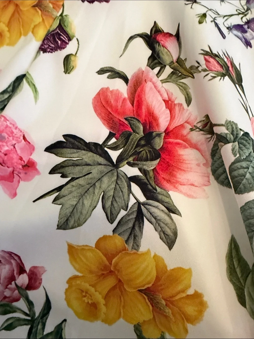 Girls' White Floral Puff-Sleeve Party Dress